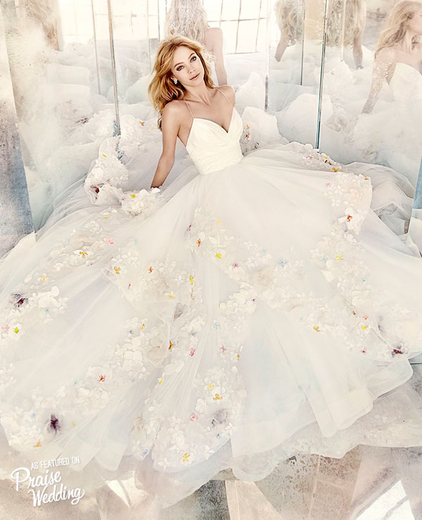 OMG! Look at those flowers! This fairytale gown by Hayley Paige is offically on our wish list! 