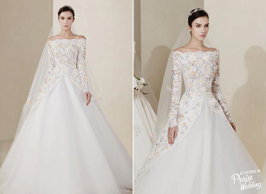 This modern classic Sinbijou gown with stylish pastel lace is downright droolworthy!