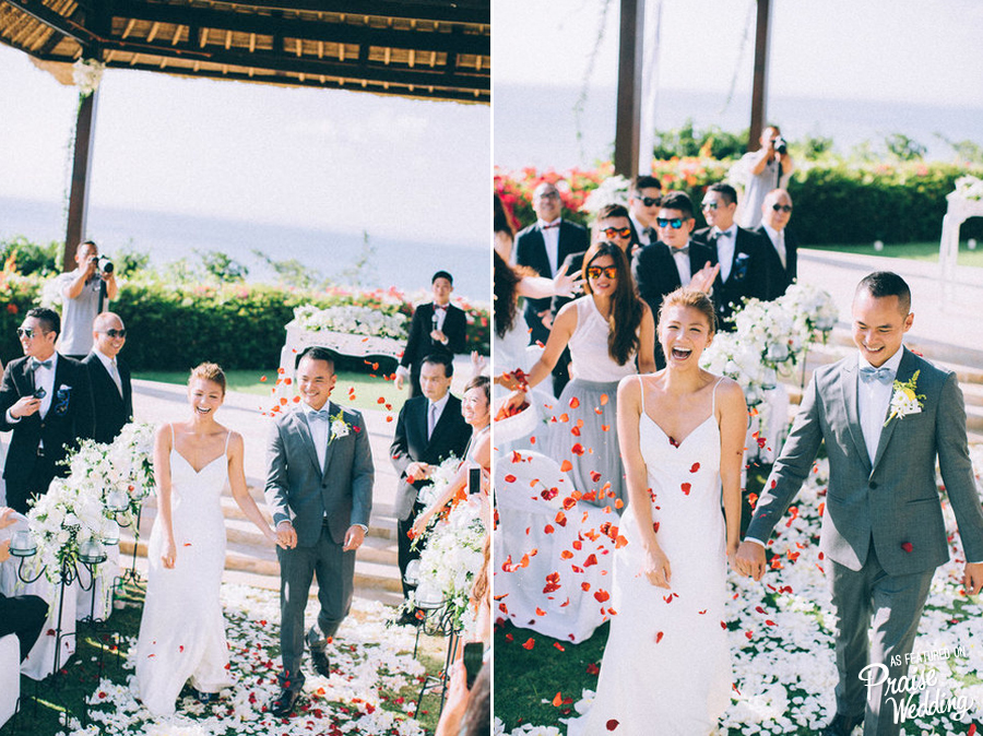 Rose petals, stunning ocean view, and sun-kissed beauty, this Bali wedding is like a dream come true!