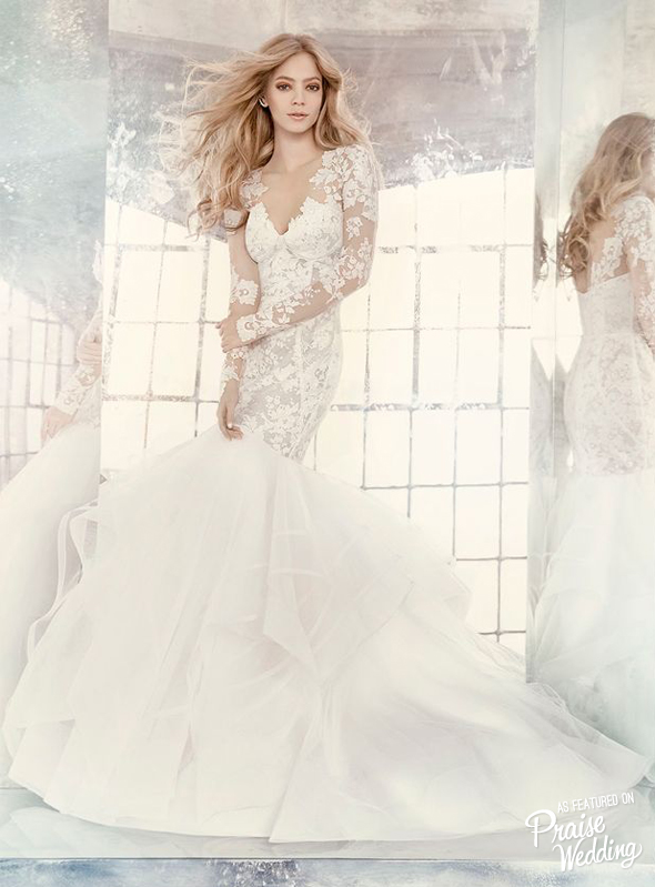 A beautiful sleeved mermaid gown from Hayley Paige's 2016 collection!