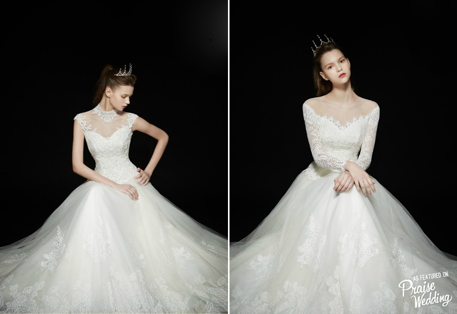 Left or Right? Timeless and elegant Monguae bridal gowns for classic brides!