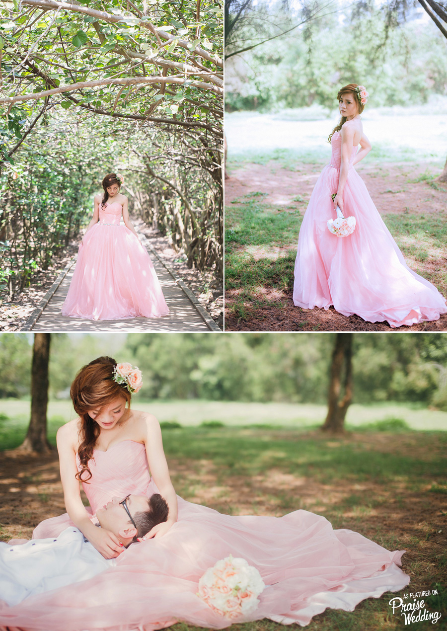 Sweet prewedding session featuring a lovely bride-to-be in pink!