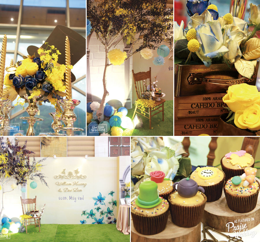 How adorable is this rustic yellow x blue wedding decor? It's bringing us child-like joy!