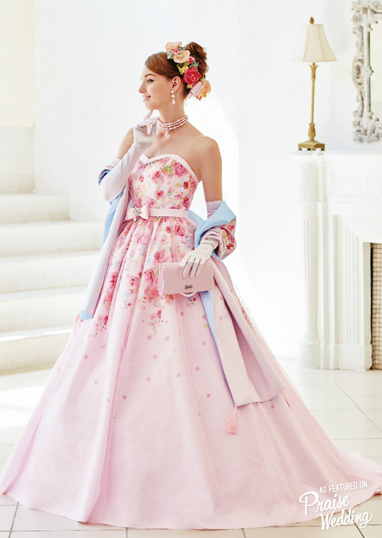 Super sweet Barbie Bridal pink floral gown with a touch of regal romance, this certainly feels like Valentine's Day!