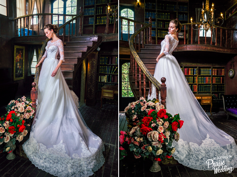 Timeless and chic, this Jenny Chou wedding dress is absolutely stunning!
