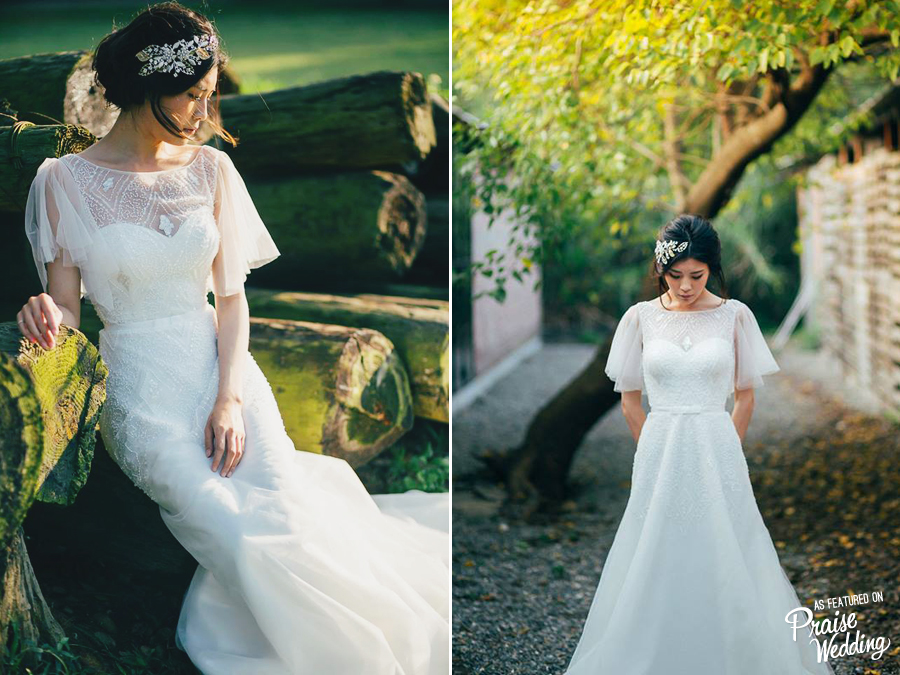 This rustic-meets-vintage bridal portrait is oveflowing with natural romance!