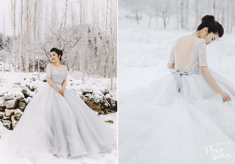 OMG! So in love with this whimsical wedding dress imbued with a touch of fairy tale romance!