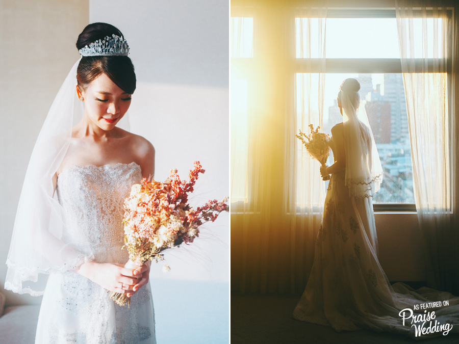 This warm, light-filled bridal portrait is naturally beautiful! 