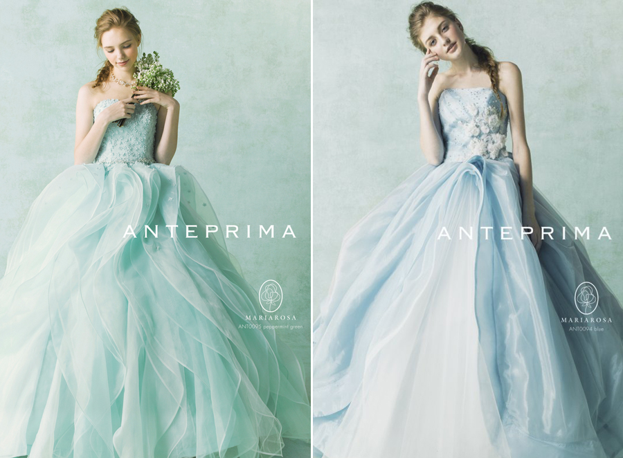 Mint or sky blue? Both dresses from Anteprima Bridal are utterly romantic!