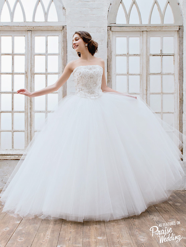 Simple is beautiful, this tulle ball gown from Cinderella & Co is imbued with fairy tale romance!