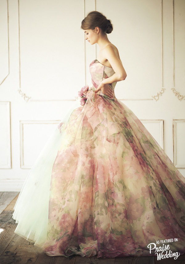 This breathtaking watercolor floral gown from Ginza Couture is definitely a show stopper!