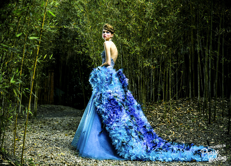 This stylish gradient blue gown from Sophie Design is stop in your tracks beautiful!