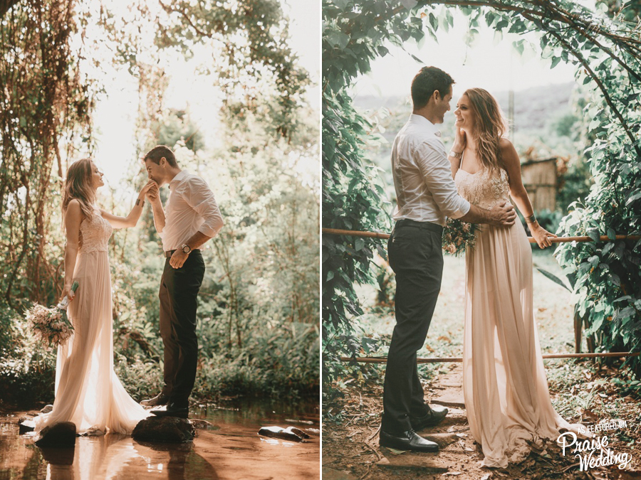 Fawning over this tender moment! Their sweetness combined with the beauty of the venue make us want to hop right inside of this rustic Brazil wedding!