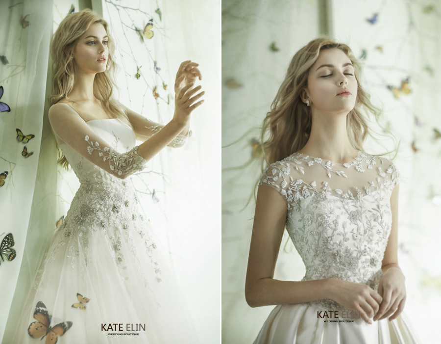Garden-inspired Sonyunhui wedding dress featuring stunning floral lace details!