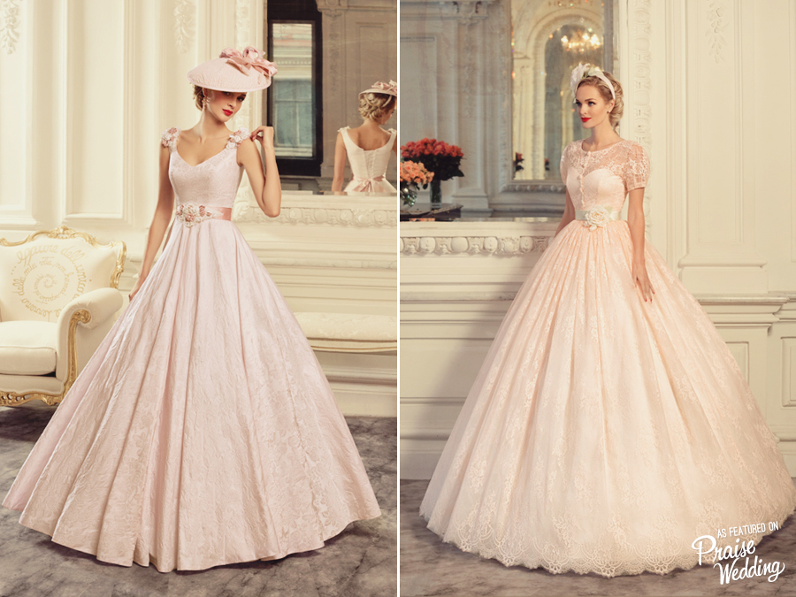 TatiaThese blush pink vintage-inspired gowns from Tatiana Bridal are so delicate and chic! na-Bridal-0316-(dress)
