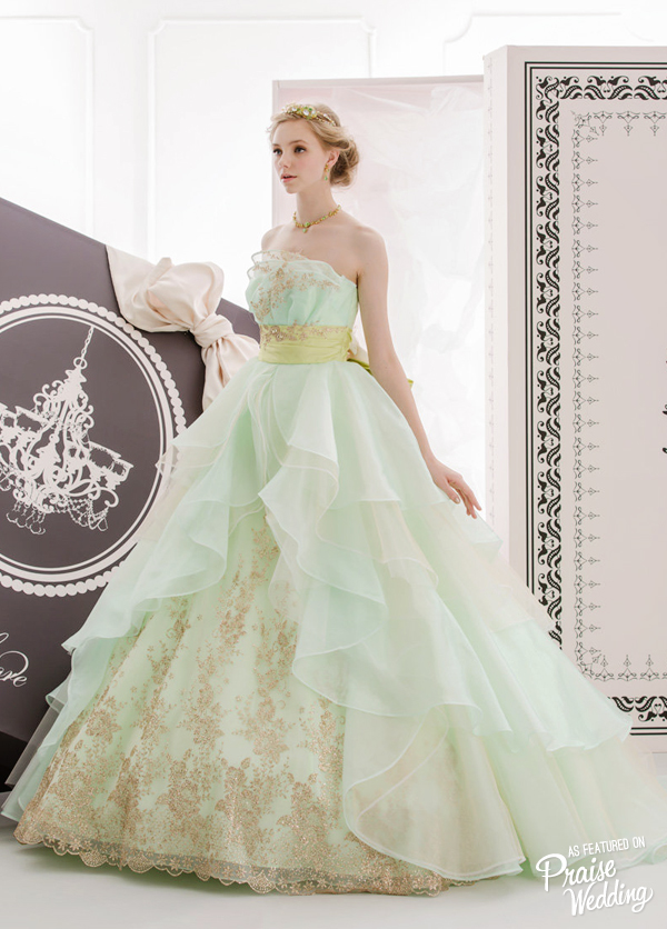 Head over heels in love with this romantic mint x gold gown from Love Me More!