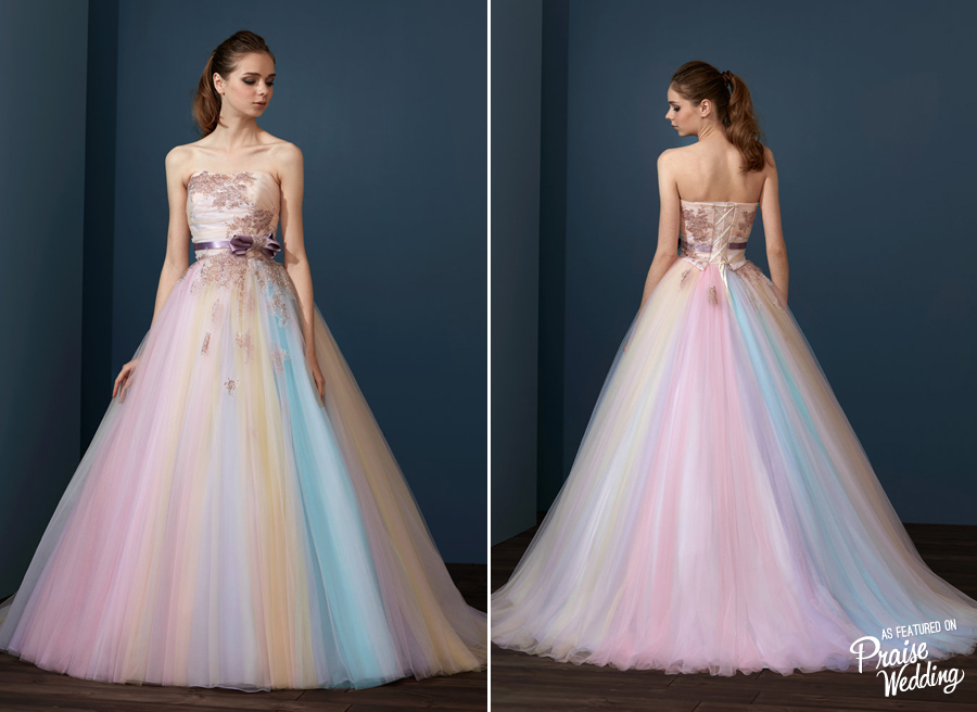 We didn't know rainbow pastels could be so romantic! In love with this gorgeous gown from Ballerina By Verita!