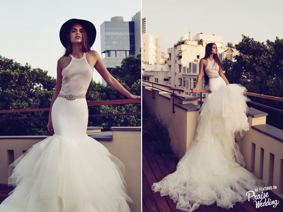 Whimsical, free-spirited, and unexpected,   Zahavit Tshuba's two-piece bridal separate is absolutely stunning!