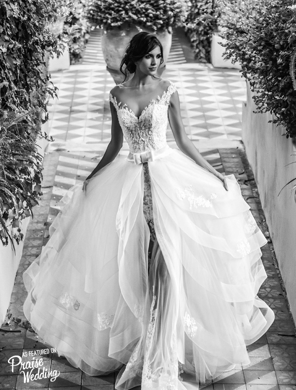 If we were to pick one convertible wedding gown, this one from  Alessandro Angelozzi Couture would be it!