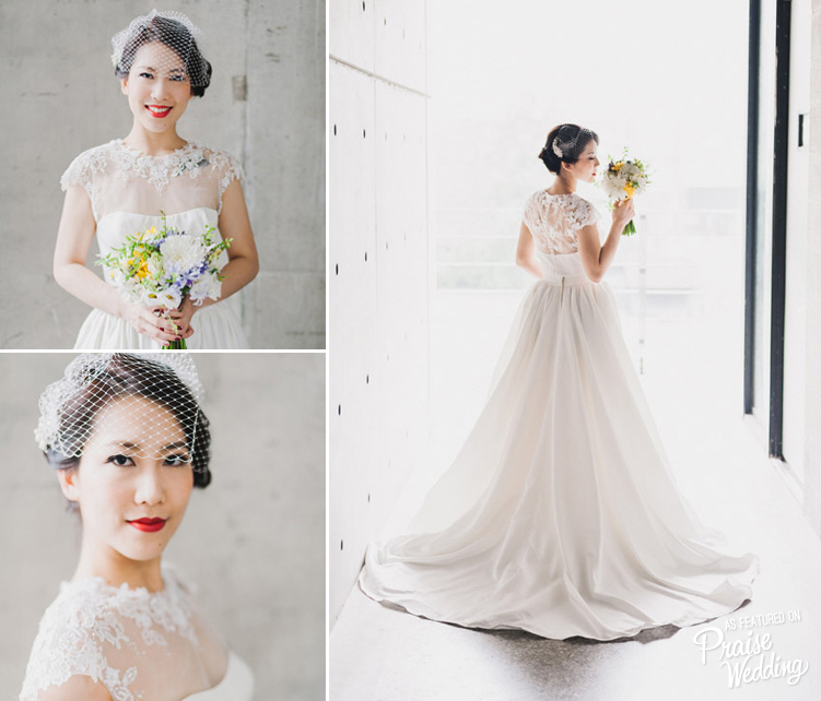Can you tell that this Bride actually has short hair? So yes, you can get the perfect updo even with short hair! Glamorous, fresh, and elegant, this vintage-inspired bridal look is effortlessly beautiful!