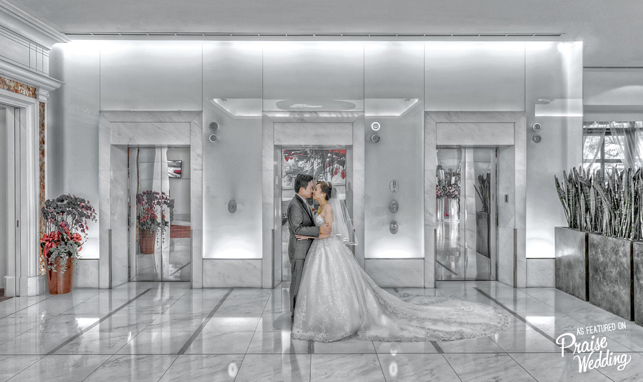 Modern, stylish, and magical, this wedding portrait is one of a kind!