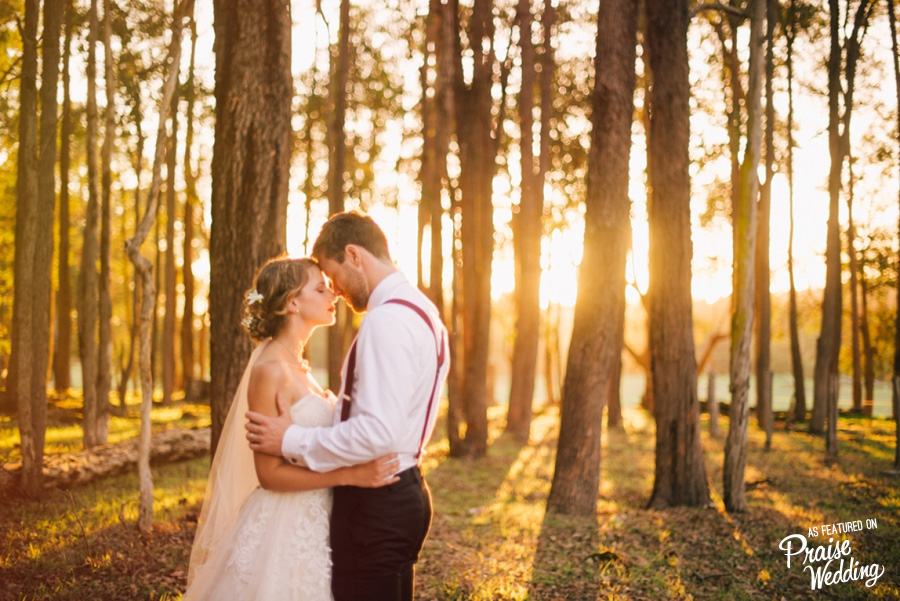 This utterly romantic, light-filled wedding photo deserves to be a movie scene! 