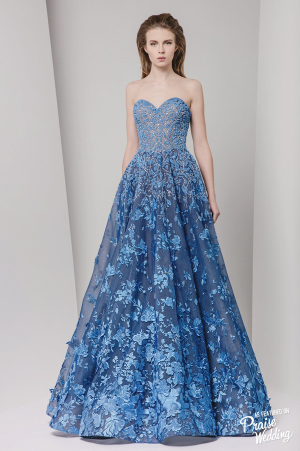 Tony Ward's Icy blue gown with delicate embellishments is stop in your tracks beautiful!