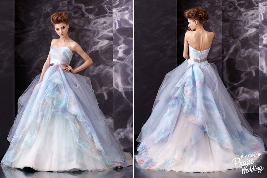 Head over heels in love with this watercolor pastel violet gown from Fioretti!