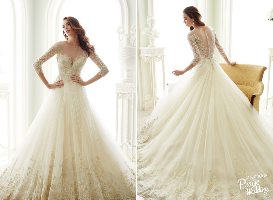 Sophia Tolli's stunning bridal gown featuring illusion neckline and beautiful lace details!
