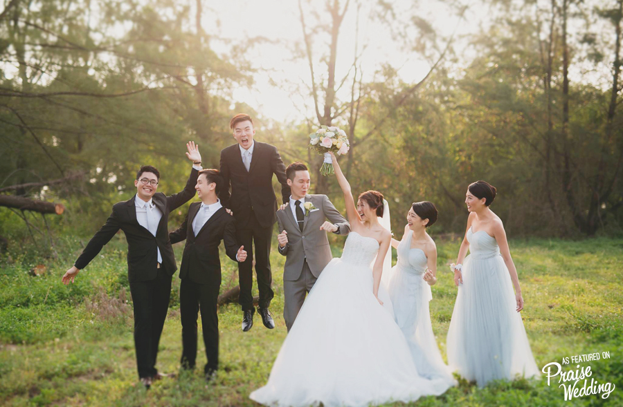 We love it when photos like this show true joy and friendship! The perfect group photo idea for your bridal party!