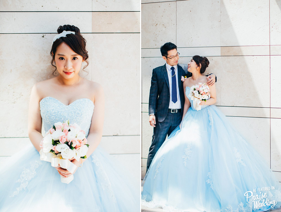 From the ice blue bridal gown to the infectious pure love, everything about this wedding is oh so lovely!