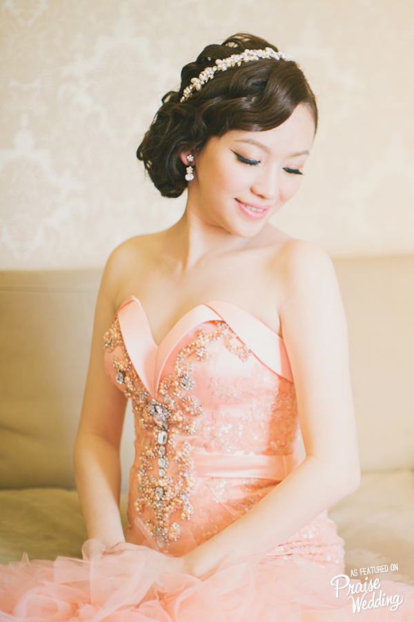 How lovely is this vintage-inspired bridal portrait filled with infectious joy?