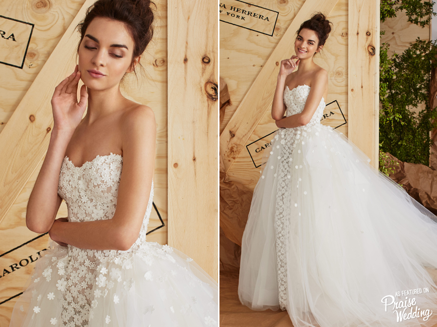 This romantic floral-inspired Carolina Herrera wedding dress is making our hearts sing!