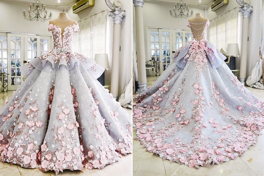 Wow! We are utterly blown away by this princess-worthy Mak Tumang gown featuring panetone colors of the year - rose quartz and serenity! 