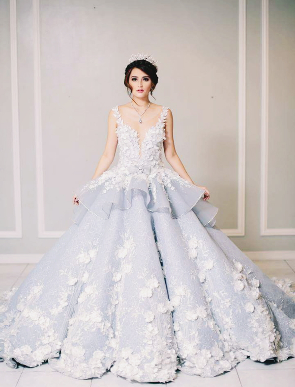 Contemporary and feminine, yet detailed and chic, this icy blue wedding dress by Mak Tumang is a work of art!