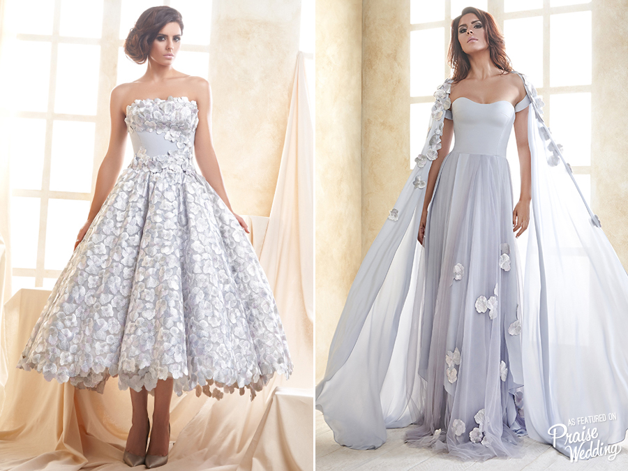 Left or right? We're in love with these gorgeous ice blue floral gowns from Kristina Fidelskaya!