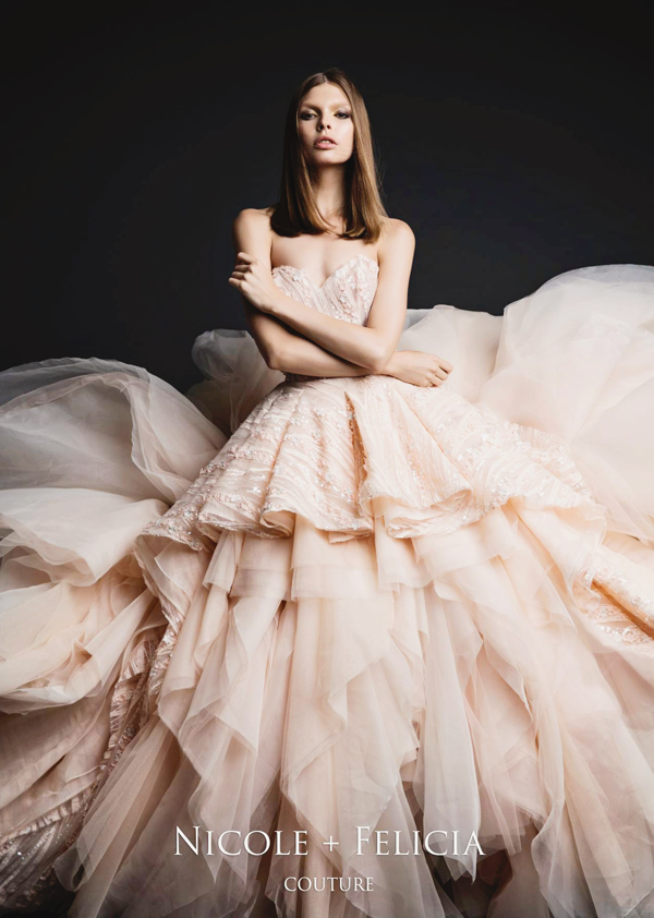 Utterly blown away by this sparkling blush gown from Nicole + Felicia's latest collection!