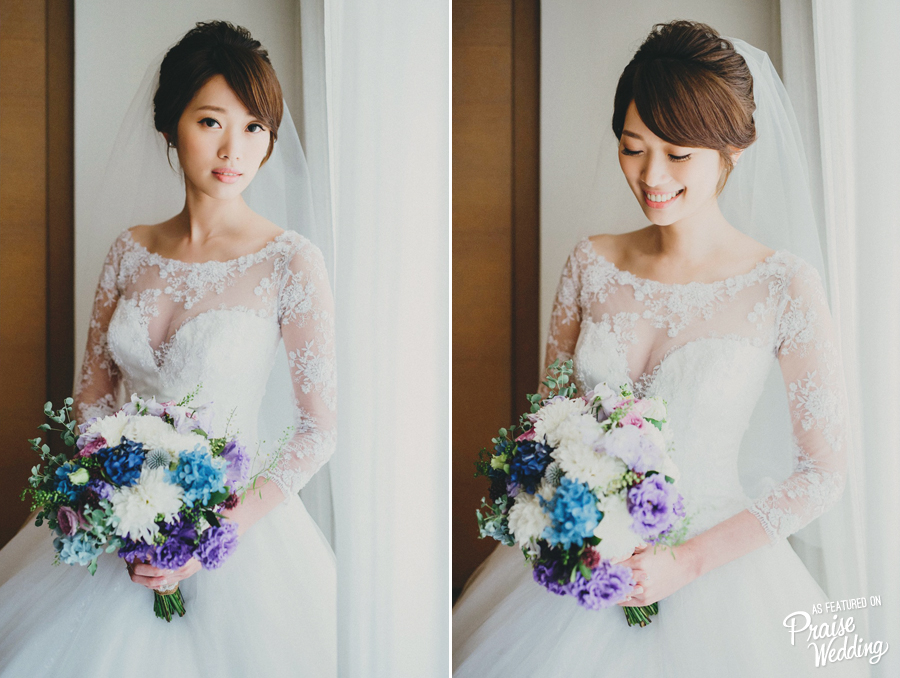 Take a moment to let the beauty sink in! Effortlessly beautiful bridal portrait with a pop of color!