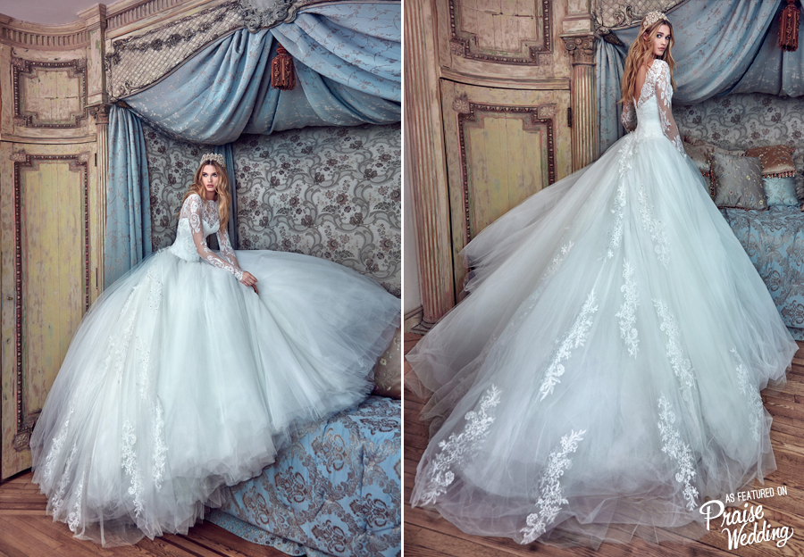 Wow! Galia Lahav's new Corina gown featuring beautiful laced long sleeves and a show-stopping silhouette is oh so beautiful!