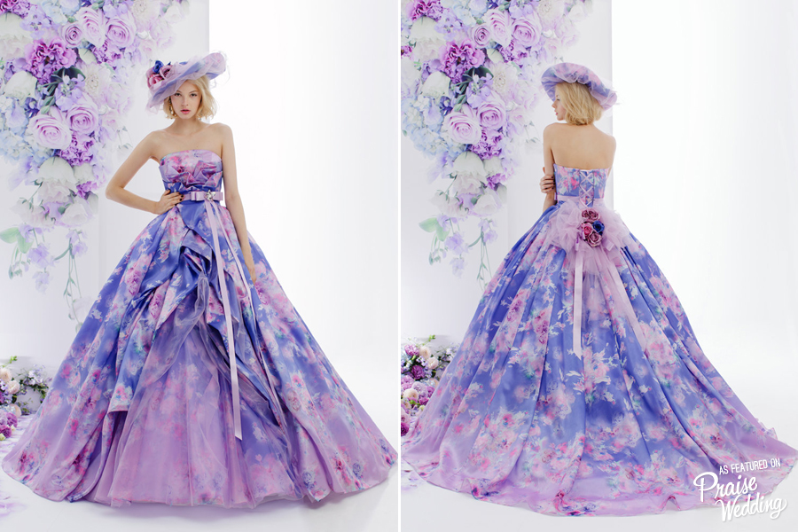 This lavender watercolor floral gown from Estique is making us swoon!