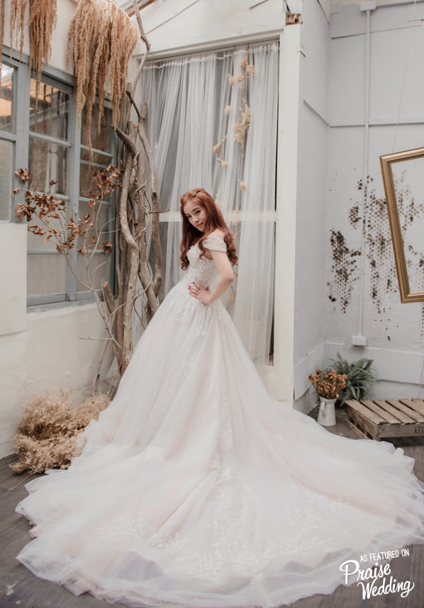 A princess worthy gown from Alba Sposa featuring dreamy tulle and lovely lace details!