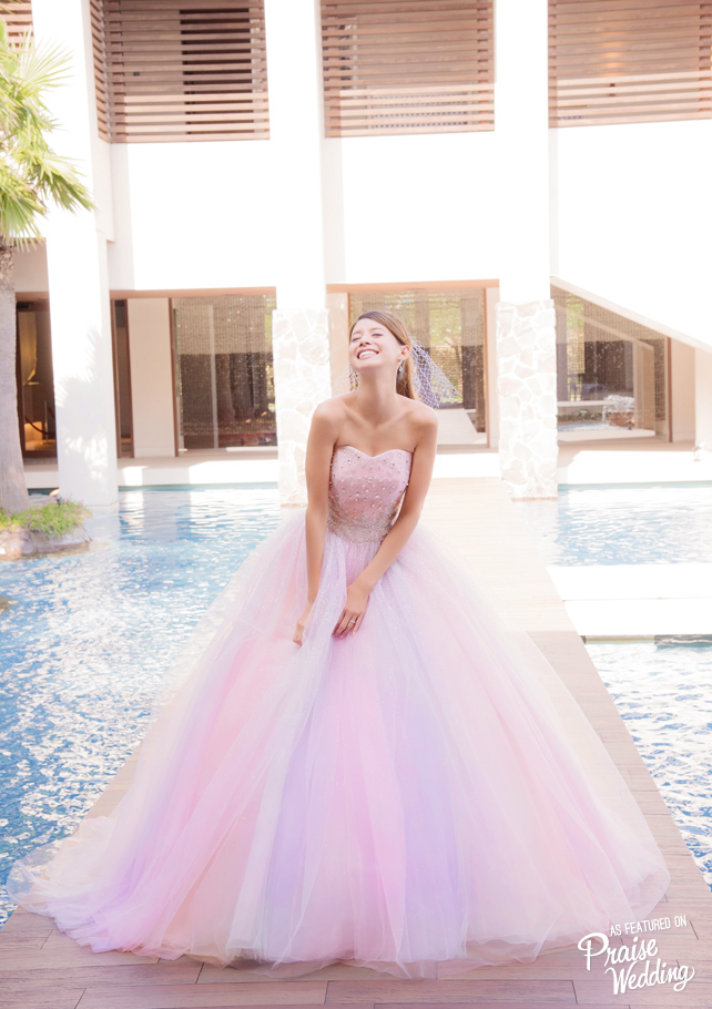 Blending baby pink and lavender in the most romantic way possible, this sweet gown from Alohina Moe has stolen our hearts!