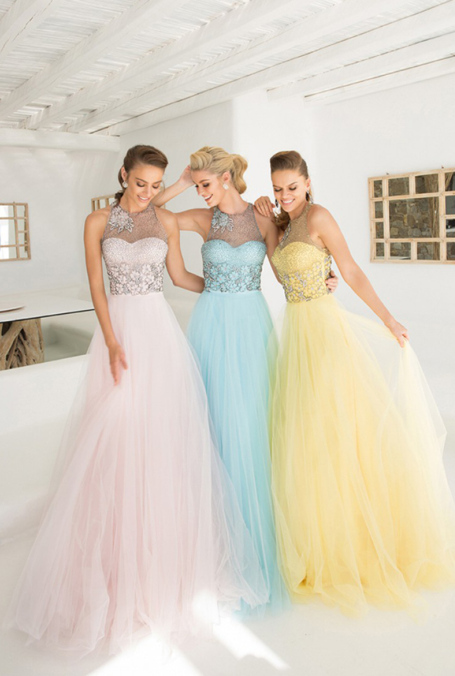 How lovely are these pastel bridesmaid dresses from Tarik Ediz? 