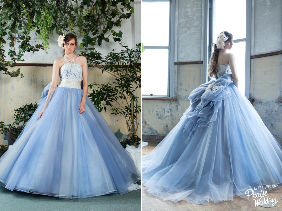 This obsession-worthy blue tulle gown from Hirotaisho is downright droolworthy!