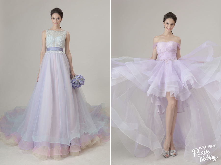 Lovely chic lavender ruffled gowns from La Belle Couture's latest collection!