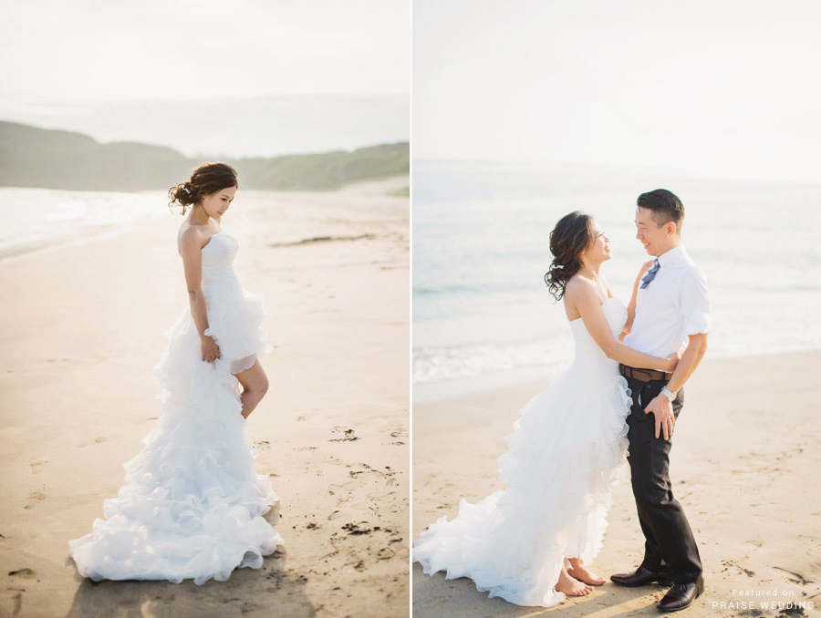 There's nothing like taking a walk on the beach with your new hubby and a killer dress!