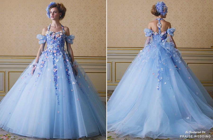 In love with this adorable floral-inspired blue gown from Yumi Katsura!