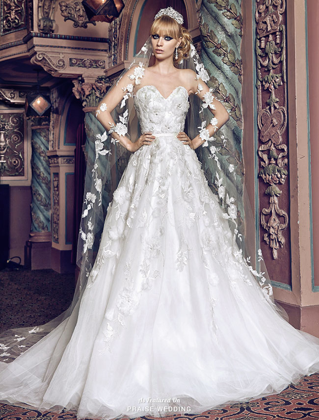 Swoon-worthy wedding dress from Jorge Manuel featuring stunning 3D floral embroideries!