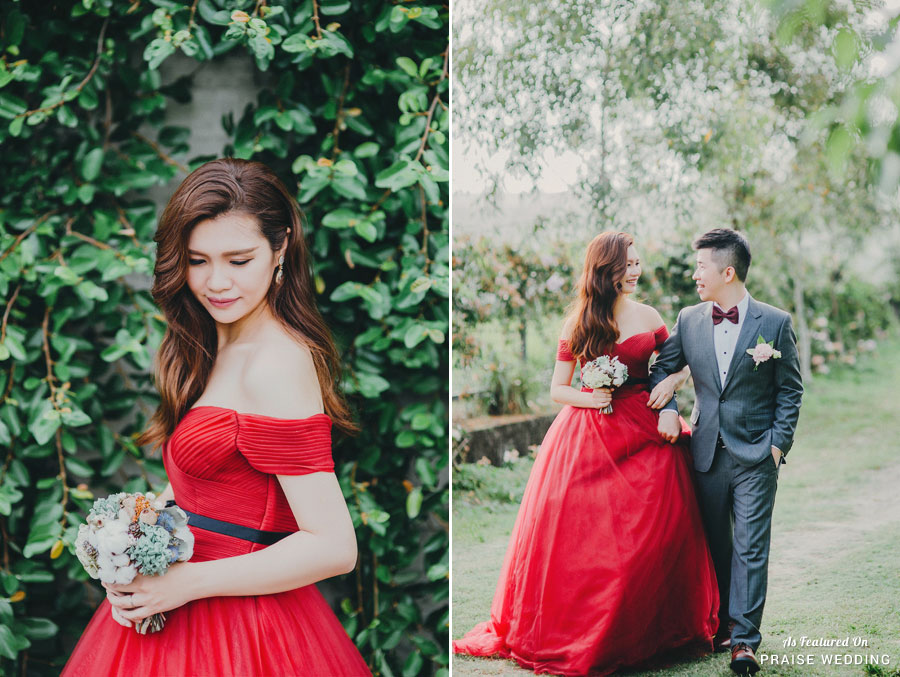 There's nothing like walking off into the nature with your new hubby and a killer red dress!
