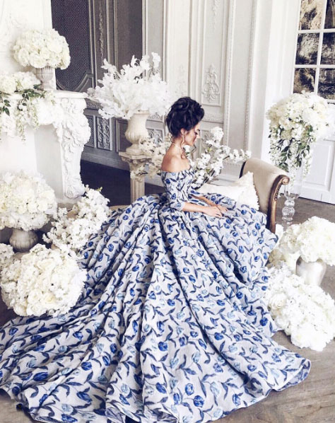 Head over heels in love with this fashion-forward gown from Kate'S featuring classic royal blue floral print!